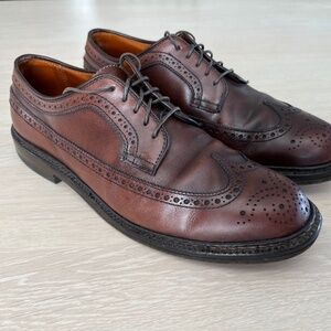 Alden Shoes Mens 7.5 Long Wing Gunboat Bluchers Dark Brown Calfskin for J. Crew